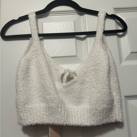 Oh Polly Cosy tie front crop top in white - Picture 2 of 4